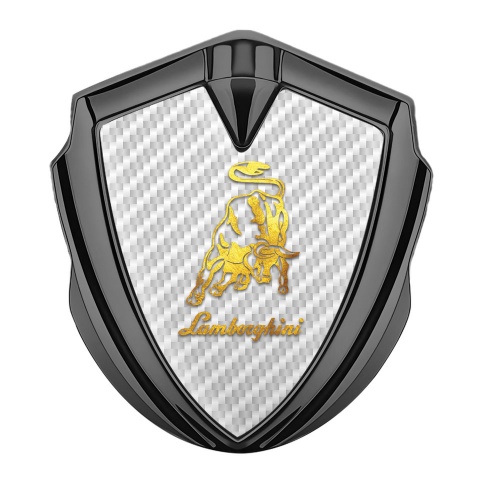 Lamborghini Emblem Trunk Badge Graphite White Carbon Glimmering Logo