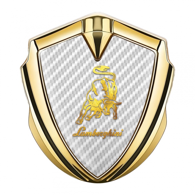 Lamborghini Emblem Trunk Badge Gold White Carbon Glimmering Logo