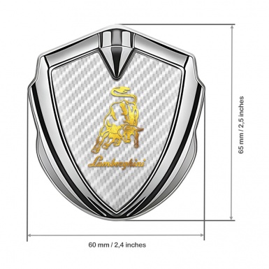Lamborghini Emblem Trunk Badge Silver White Carbon Glimmering Logo