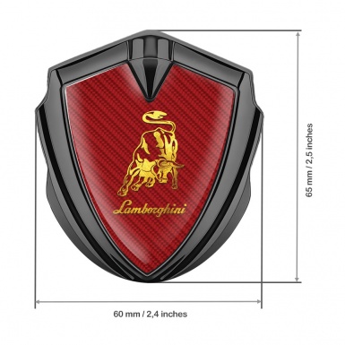 Lamborghini Emblem Self Adhesive Graphite Red Carbon Gleaming Logo