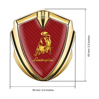 Lamborghini Emblem Self Adhesive Gold Red Carbon Gleaming Logo
