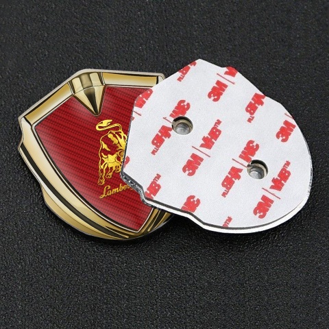 Lamborghini Emblem Self Adhesive Gold Red Carbon Gleaming Logo