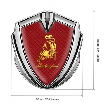Lamborghini Emblem Self Adhesive Silver Red Carbon Gleaming Logo