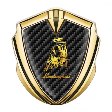 Lamborghini Emblem Badge Gold Black Carbon Gleaming Logo Design