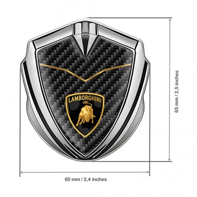 Lamborghini Domed Emblem Silver Black Carbon Stylish Logo Edition