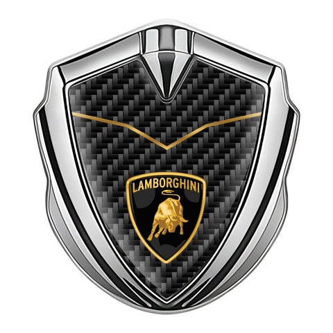 Lamborghini Domed Emblem Silver Black Carbon Stylish Logo Edition