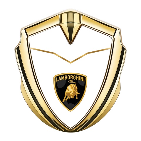 Lamborghini Bodyside Domed Emblem Gold White Fill Stylish Logo Variant