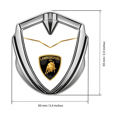 Lamborghini Bodyside Domed Emblem Silver White Fill Stylish Logo Variant