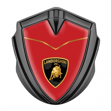 Lamborghini Domed Badge Graphite Red Background Stylish Logo Edition