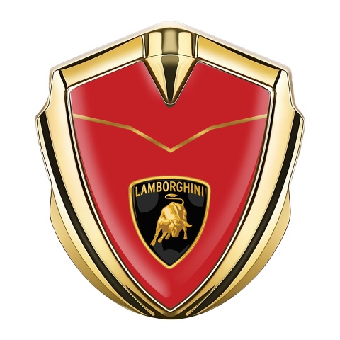 Lamborghini Domed Badge Gold Red Background Stylish Logo Edition