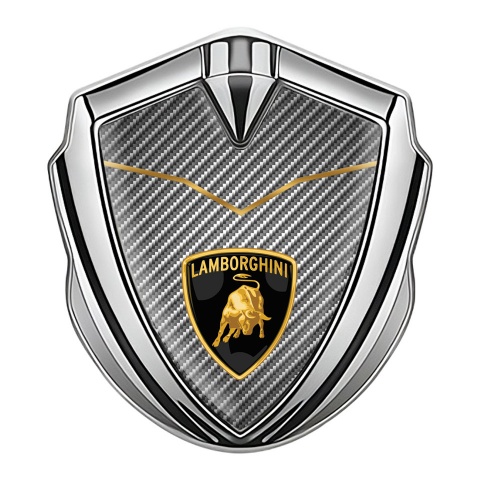 Lamborghini Emblem Car Badge Silver Light Carbon Modern Logo Design