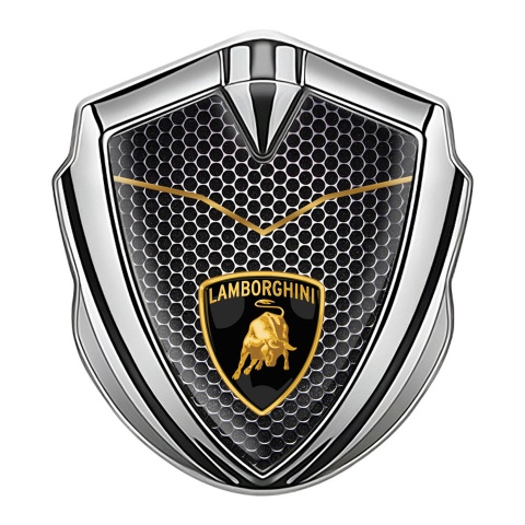Lamborghini Bodyside Emblem Self Adhesive Silver Dark Mesh Modern Logo
