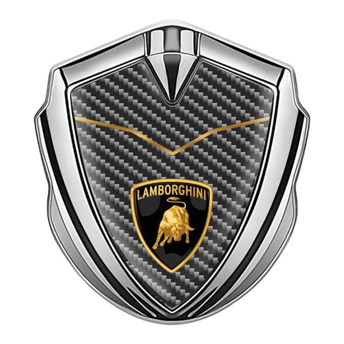 Lamborghini Badge Self Adhesive Silver Black Carbon Stylish Concept