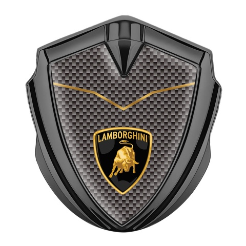 Lamborghini Emblem Badge Self Adhesive Graphite Grey Carbon Stylish Logo