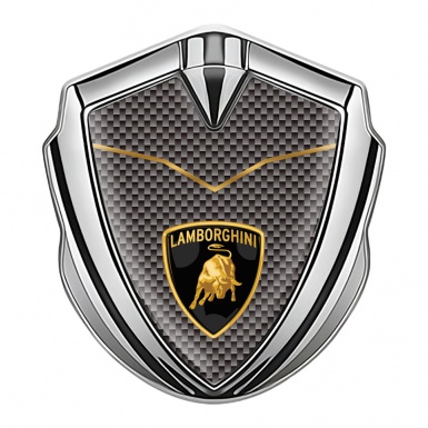 Lamborghini Emblem Badge Self Adhesive Silver Grey Carbon Stylish Logo