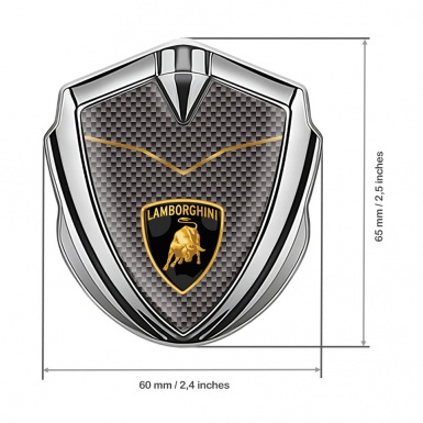 Lamborghini Emblem Badge Self Adhesive Silver Grey Carbon Stylish Logo
