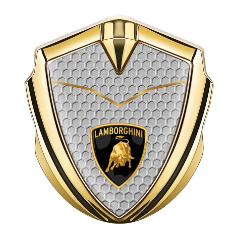 Lamborghini Emblem Fender Badge Gold Honeycomb Stylish Logo Design