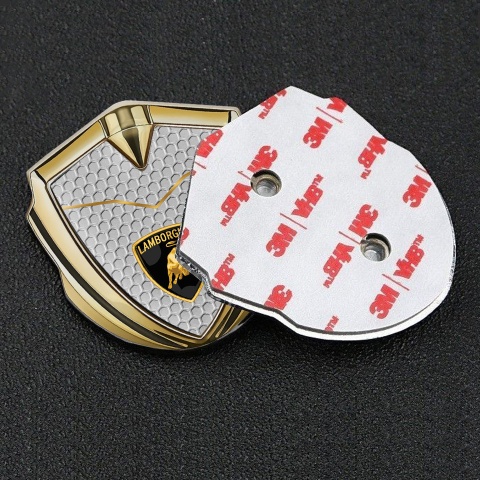Lamborghini Emblem Fender Badge Gold Honeycomb Stylish Logo Design