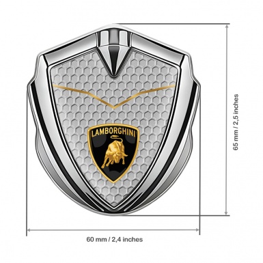 Lamborghini Emblem Fender Badge Silver Honeycomb Stylish Logo Design