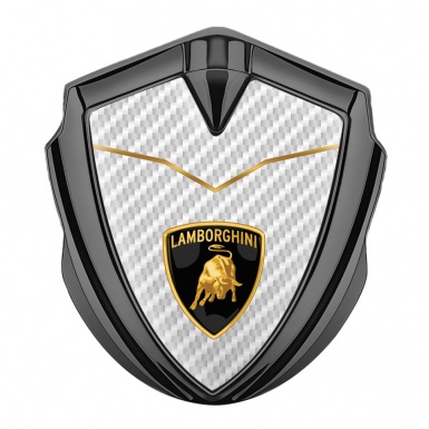 Lamborghini Metal Emblem Self Adhesive Graphite White Carbon Stylish Design