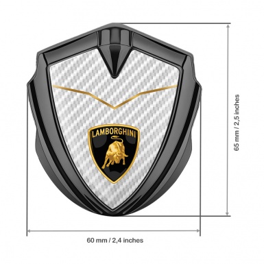 Lamborghini Metal Emblem Self Adhesive Graphite White Carbon Stylish Design