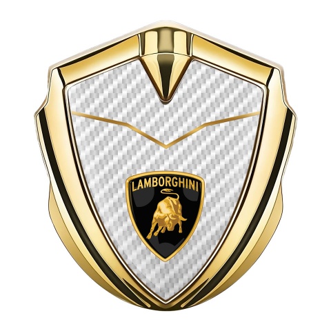 Lamborghini Metal Emblem Self Adhesive Gold White Carbon Stylish Design