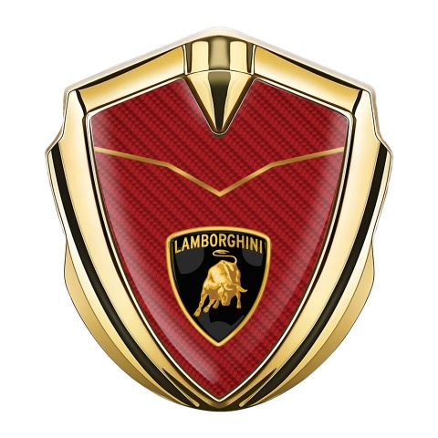 Lamborghini Fender Emblem Badge Gold Red Carbon Gleaming Logo Design