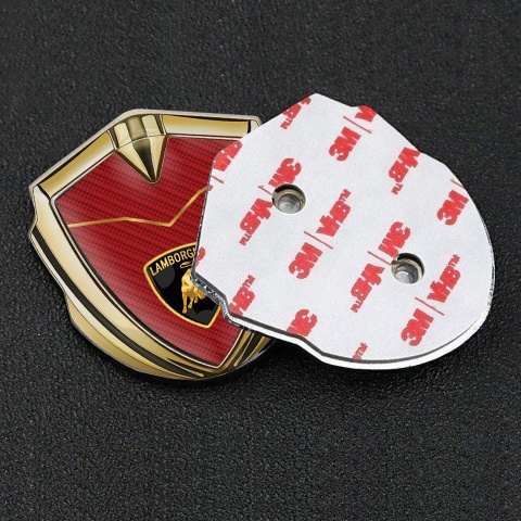 Lamborghini Fender Emblem Badge Gold Red Carbon Gleaming Logo Design