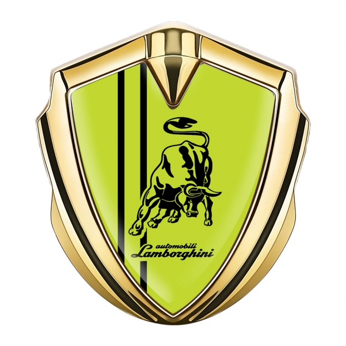 Lamborghini Emblem Trunk Badge Gold Wasabi Green Black Sport Logo