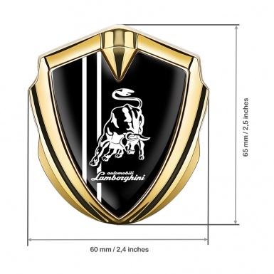 Lamborghini Emblem Badge Gold Black Background White Sport Stripes