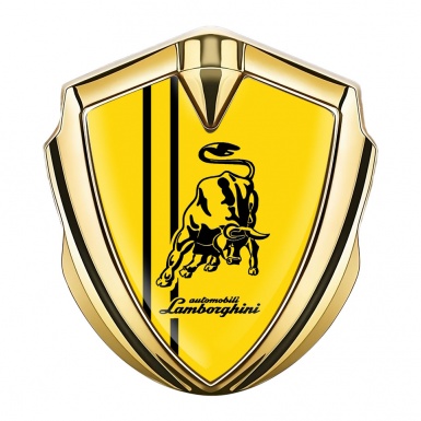 Lamborghini Bodyside Domed Emblem Gold Yellow Base Black Sport Design