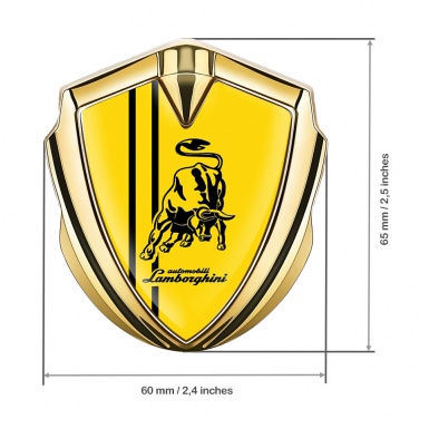 Lamborghini Bodyside Domed Emblem Gold Yellow Base Black Sport Design