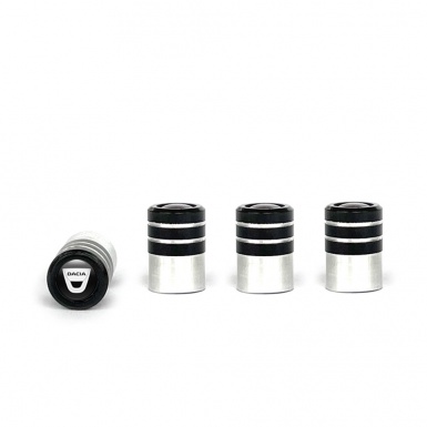 Dacia Valve Caps 4 pcs Black Silicone Sticker White Logo