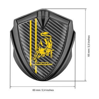 Lamborghini Metal Domed Emblem Graphite Dark Carbon Yellow Sport Logo