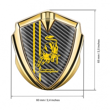 Lamborghini Metal Domed Emblem Gold Dark Carbon Yellow Sport Logo