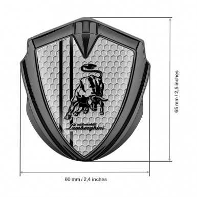 Lamborghini Badge Self Adhesive Graphite Honeycomb White Stripes Design