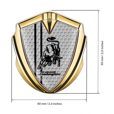 Lamborghini Badge Self Adhesive Gold Honeycomb White Stripes Design