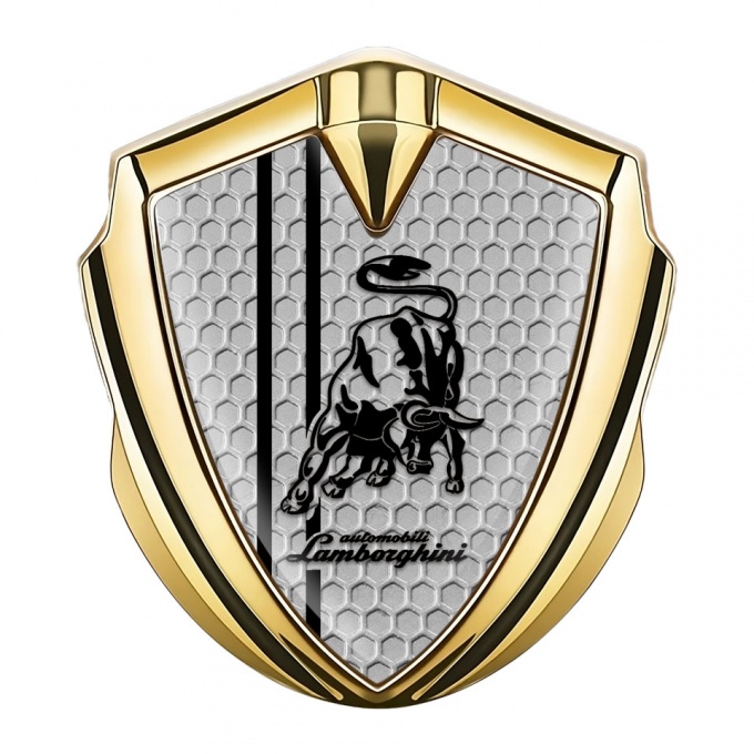 Lamborghini Badge Self Adhesive Gold Honeycomb White Stripes Design