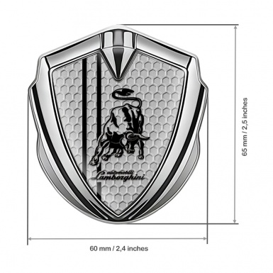 Lamborghini Badge Self Adhesive Silver Honeycomb White Stripes Design