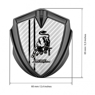 Lamborghini Emblem Fender Badge Graphite White Carbon White Stripes Design