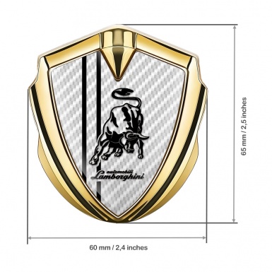 Lamborghini Emblem Fender Badge Gold White Carbon White Stripes Design