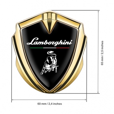 Lamborghini Emblem Trunk Badge Gold Black White Bull Italian Flag