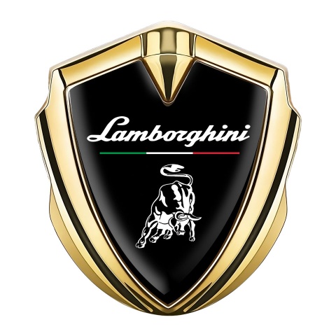 Lamborghini Emblem Trunk Badge Gold Black White Bull Italian Flag