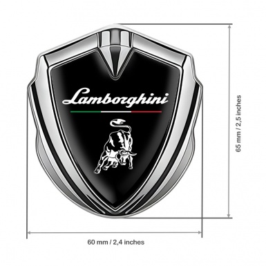Lamborghini Emblem Trunk Badge Silver Black White Bull Italian Flag