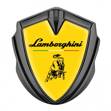 Lamborghini Emblem Self Adhesive Graphite Yellow Black Bull Italian Flag