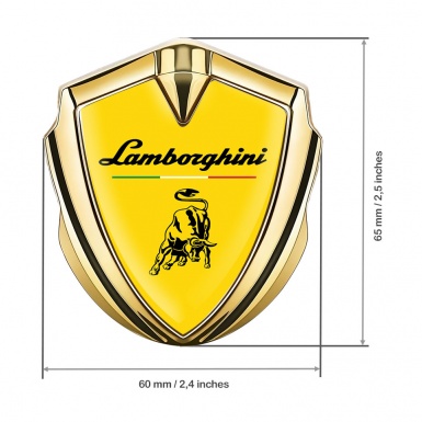 Lamborghini Emblem Self Adhesive Gold Yellow Black Bull Italian Flag
