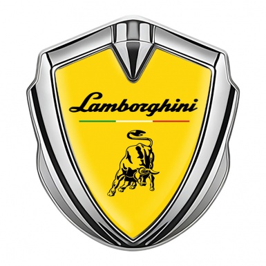 Lamborghini Emblem Self Adhesive Silver Yellow Black Bull Italian Flag