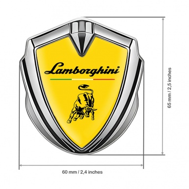 Lamborghini Emblem Self Adhesive Silver Yellow Black Bull Italian Flag
