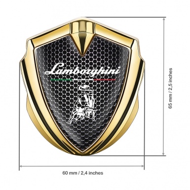 Lamborghini Emblem Badge Gold Dark Grate White Bull Italian Flag