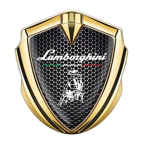 Lamborghini Emblem Badge Gold Dark Grate White Bull Italian Flag